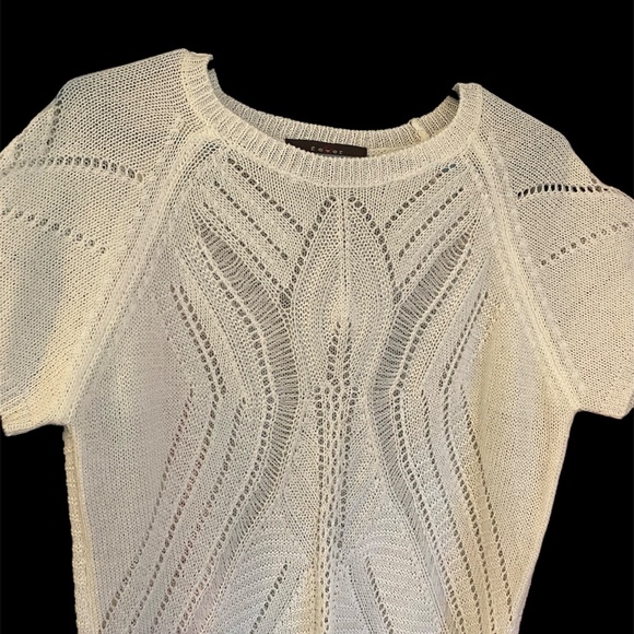 Vintage Womens Fever Brand Knitted Short Sleeve Round Neck Blouse Top Large - Picture 2 of 5